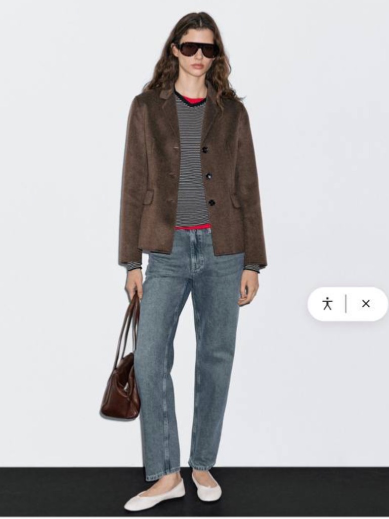 Massimo Dutti Brown Wool-Blend Blazer